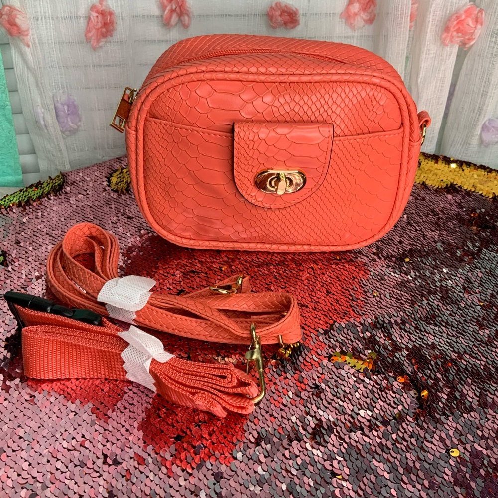 Coral Convertible Snakeskin print bag